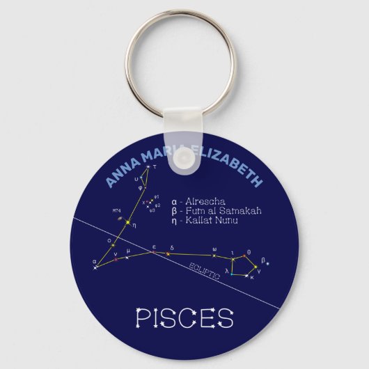 Zodiac Constellation Pisces Sleutelhanger (Voorkant)