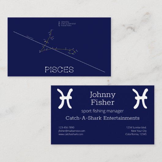 Zodiac Constellation Pisces Visitekaartje (Voorkant / Achterkant)