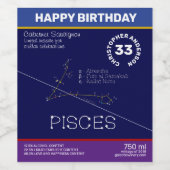 Zodiac Constellation Pisces Wijn Etiket (Enkel label)