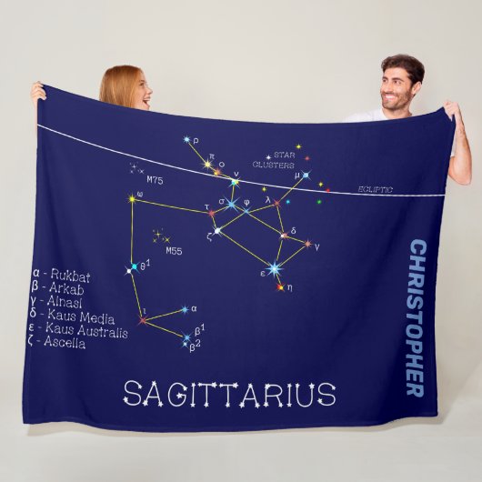 Zodiac Constellation Sagittarius Fleece Deken (In situ)