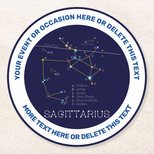Zodiac Constellation Sagittarius Ronde Kartonnen Onderzetter (Voorkant)