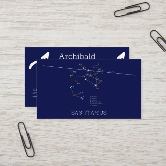 Zodiac Constellation Sagittarius Visitekaartje (Voorkant / Achterkant in situ)