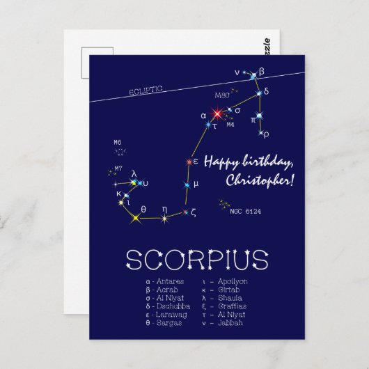 Zodiac Constellation Scorpius Briefkaart (Voorkant / Achterkant)