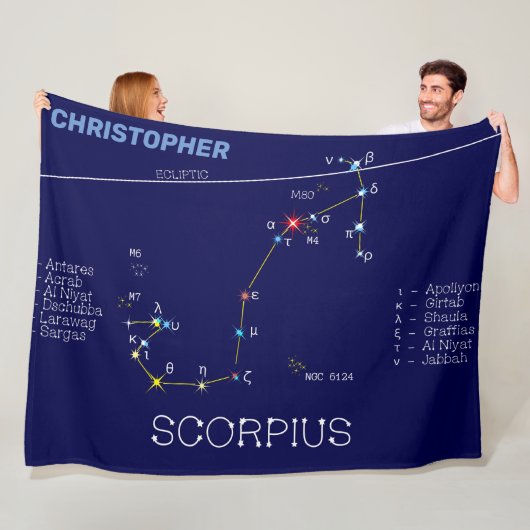 Zodiac Constellation Scorpius Fleece Deken (In situ)
