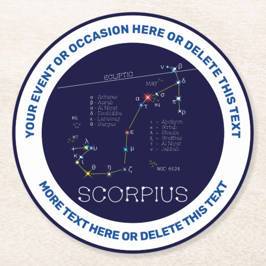 Zodiac Constellation Scorpius Ronde Kartonnen Onderzetter (Voorkant)