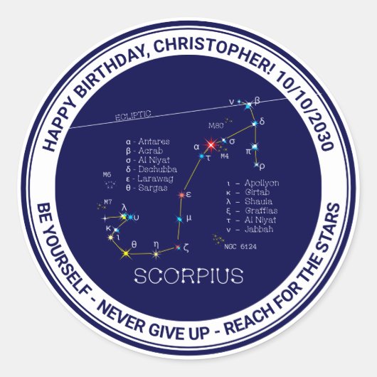 Zodiac Constellation Scorpius Ronde Sticker (Voorkant)