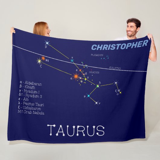 Zodiac Constellation Taurus Fleece Deken (In situ)