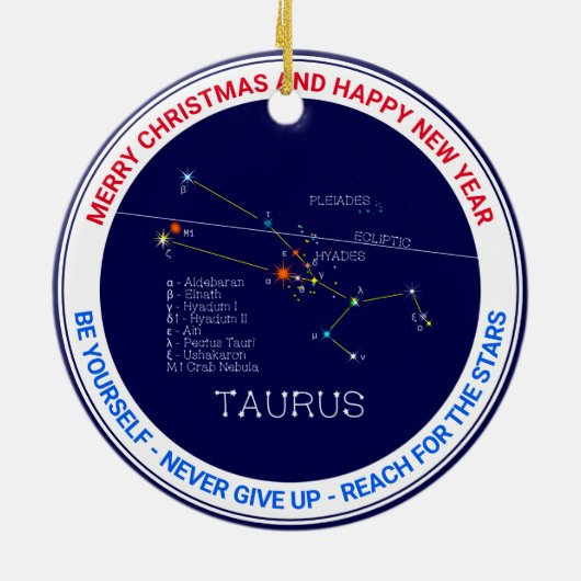 Zodiac Constellation Taurus Keramisch Ornament (Achterkant)
