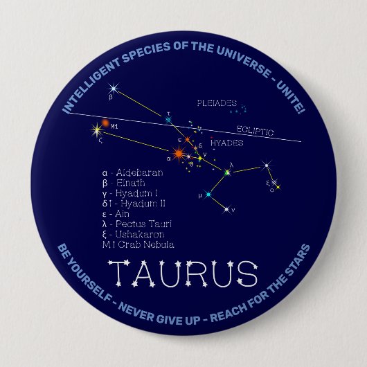 Zodiac Constellation Taurus Ronde Button 4,0 Cm (Voorkant)