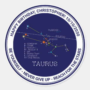 Zodiac Constellation Taurus Ronde Sticker