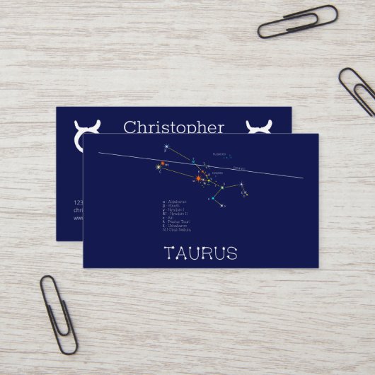 Zodiac Constellation Taurus Visitekaartje (Voorkant / Achterkant in situ)