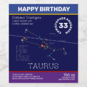 Zodiac Constellation Taurus Wijn Etiket (Enkel label)