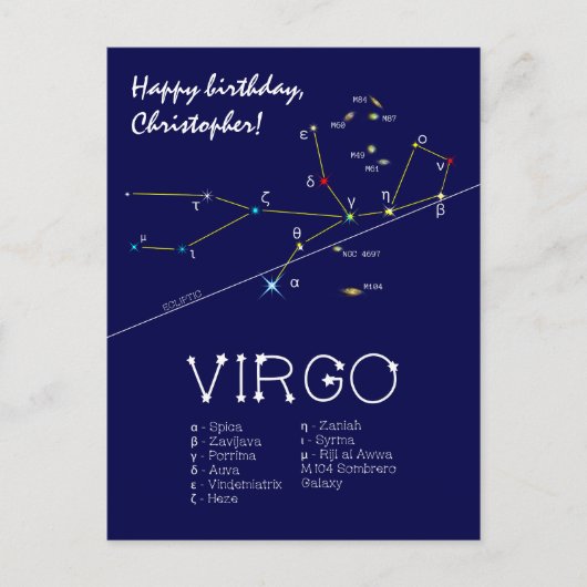 Zodiac Constellation Virgo Briefkaart (Voorkant)