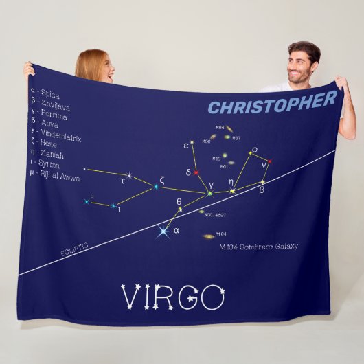 Zodiac Constellation Virgo Fleece Deken (In situ)