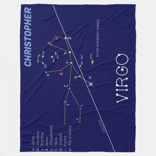 Zodiac Constellation Virgo Fleece Deken (Voorkant)