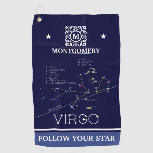 Zodiac Constellation Virgo Golfhanddoek (Voorkant)