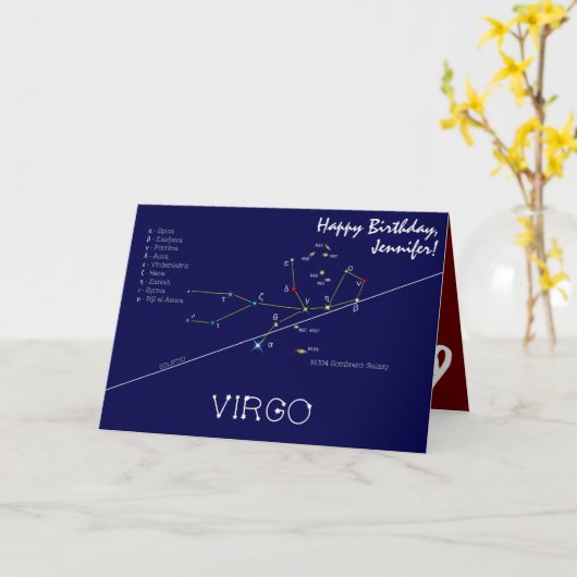 Zodiac Constellation Virgo Kaart (Gele Bloem)