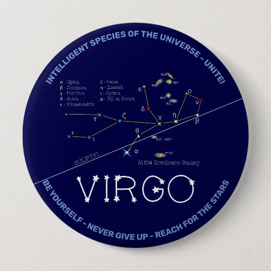 Zodiac Constellation Virgo Ronde Button 4,0 Cm (Voorkant)