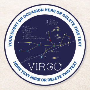 Zodiac Constellation Virgo Ronde Kartonnen Onderzetter