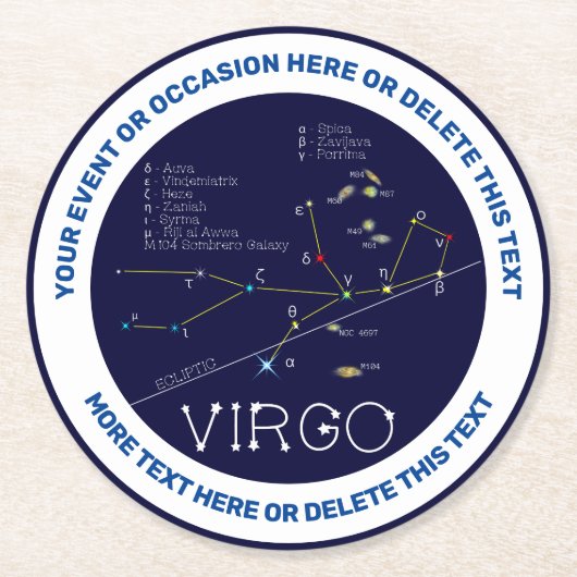 Zodiac Constellation Virgo Ronde Kartonnen Onderzetter (Voorkant)