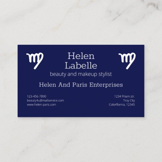 Zodiac Constellation Virgo Visitekaartje (Achterkant)