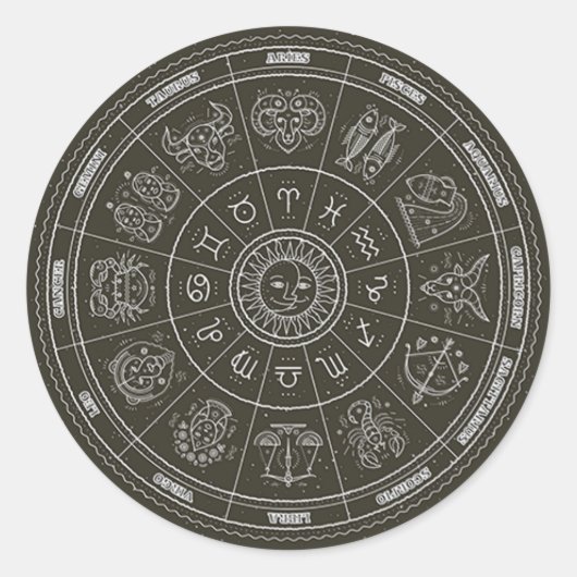 Zodiac Constellation Wheel Ronde Sticker (Voorkant)