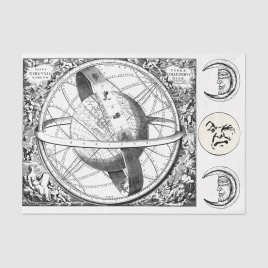 Zodiac Constellations 22 Black White Tissue Paper Tissuepapier (Voorkant)