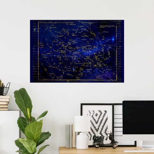 Zodiac Constellations Galaxy Poster (Thuiskantoor)