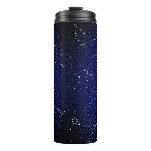 Zodiac Constellations met een donkerblauwe Starry  Thermosbeker