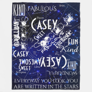 Zodiac Constellations Personaliseer Naam en Woorde Fleece Deken