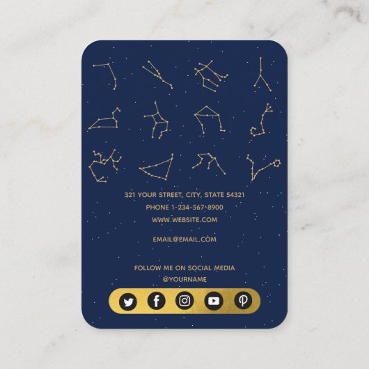 Zodiac Constellations Sieraden Display Kaart Visitekaartje (Achterkant)