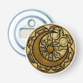 Zodiac Crescent Moon Mucha Button Flesopener (Voorkant)