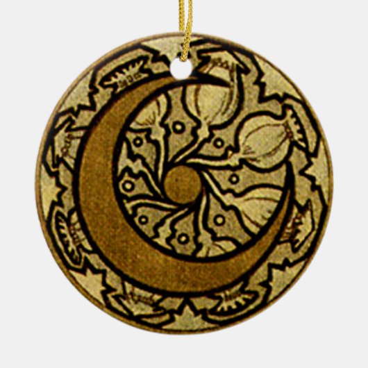 Zodiac Crescent Moon Mucha Keramisch Ornament (Voorkant)