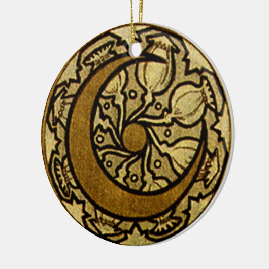 Zodiac Crescent Moon Mucha Keramisch Ornament (Links)