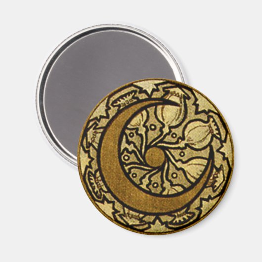 Zodiac Crescent Moon Mucha Magneet (Voorkant / Achterkant)