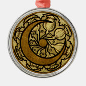Zodiac Crescent Moon Mucha Metalen Ornament (Voorkant)