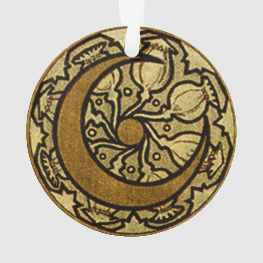 Zodiac Crescent Moon Mucha Ornament (achterkant)