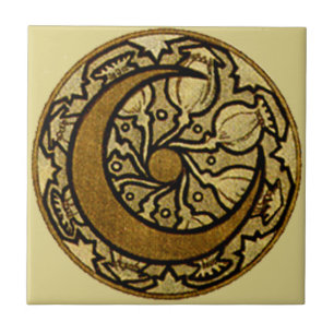 Zodiac Crescent Moon Mucha Tegeltje