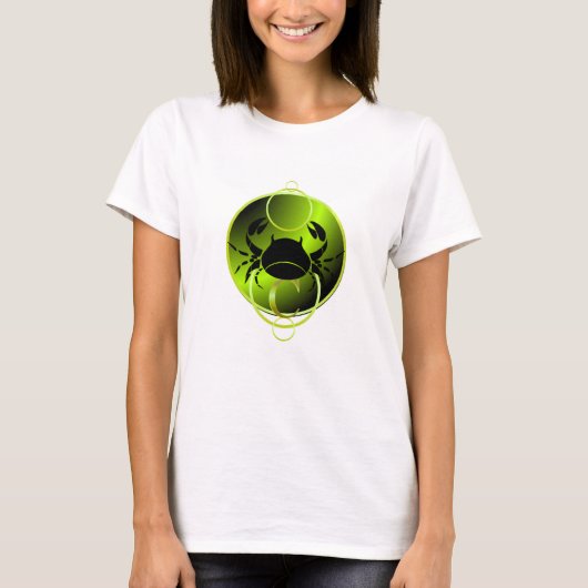Zodiac Design Metallic Green Cancer T-shirt (Voorkant)