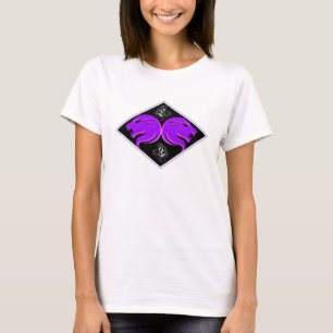 Zodiac Design Paarse in zwarte leeuw T-shirt