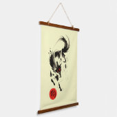 Zodiac Dog Ink Art Sumi-E Hangend Wandkleed (Gebogen)