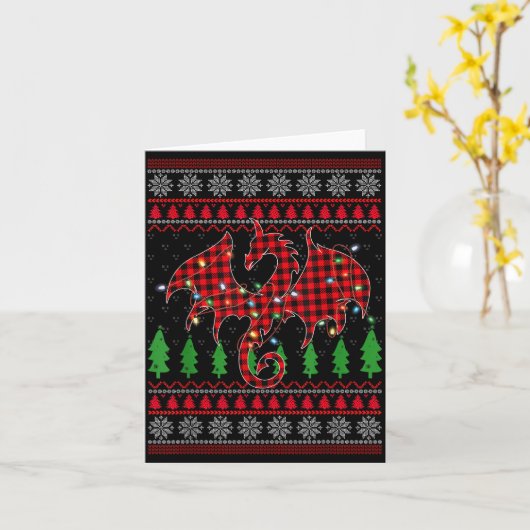 Zodiac Dragon Ugly Sweater Christmas Lights Dragon Kaart (Gele Bloem)