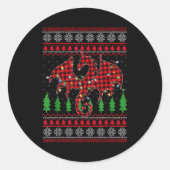 Zodiac Dragon Ugly Sweater Christmas Lights Dragon Ronde Sticker (Voorkant)