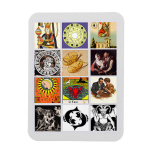 Zodiac Fortune Teller Tarot Card Art Collage Magneet
