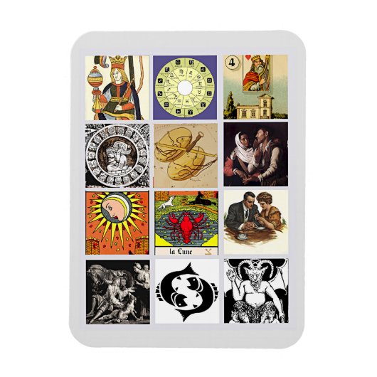 Zodiac Fortune Teller Tarot Card Art Collage Magneet (Verticaal)