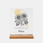 Zodiac Geboorte Bloem Kunst Gepersonaliseerde Leeu Acryl Bord (Voorkant)