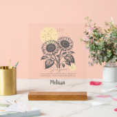 Zodiac Geboorte Bloem Kunst Gepersonaliseerde Leeu Acryl Bord (Huwelijk)