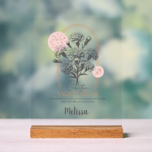 Zodiac Geboortebloem Gepersonaliseerde Boogschutte Acryl Bord (Neutraal)