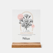 Zodiac Geboortebloem Gepersonaliseerde Boogschutte Acryl Bord (Voorkant)