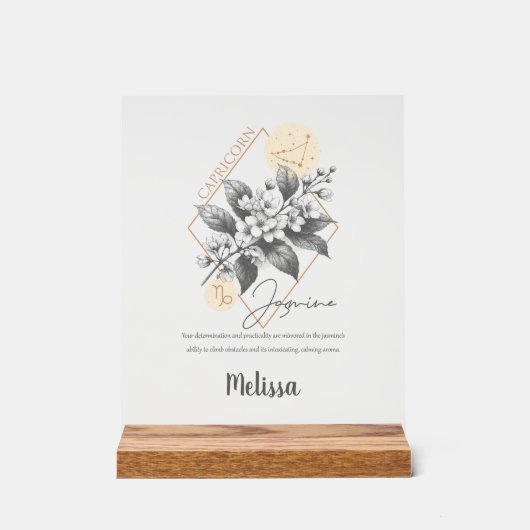 Zodiac Geboortebloem Gepersonaliseerde Steenbok Gi Acryl Bord (Voorkant)